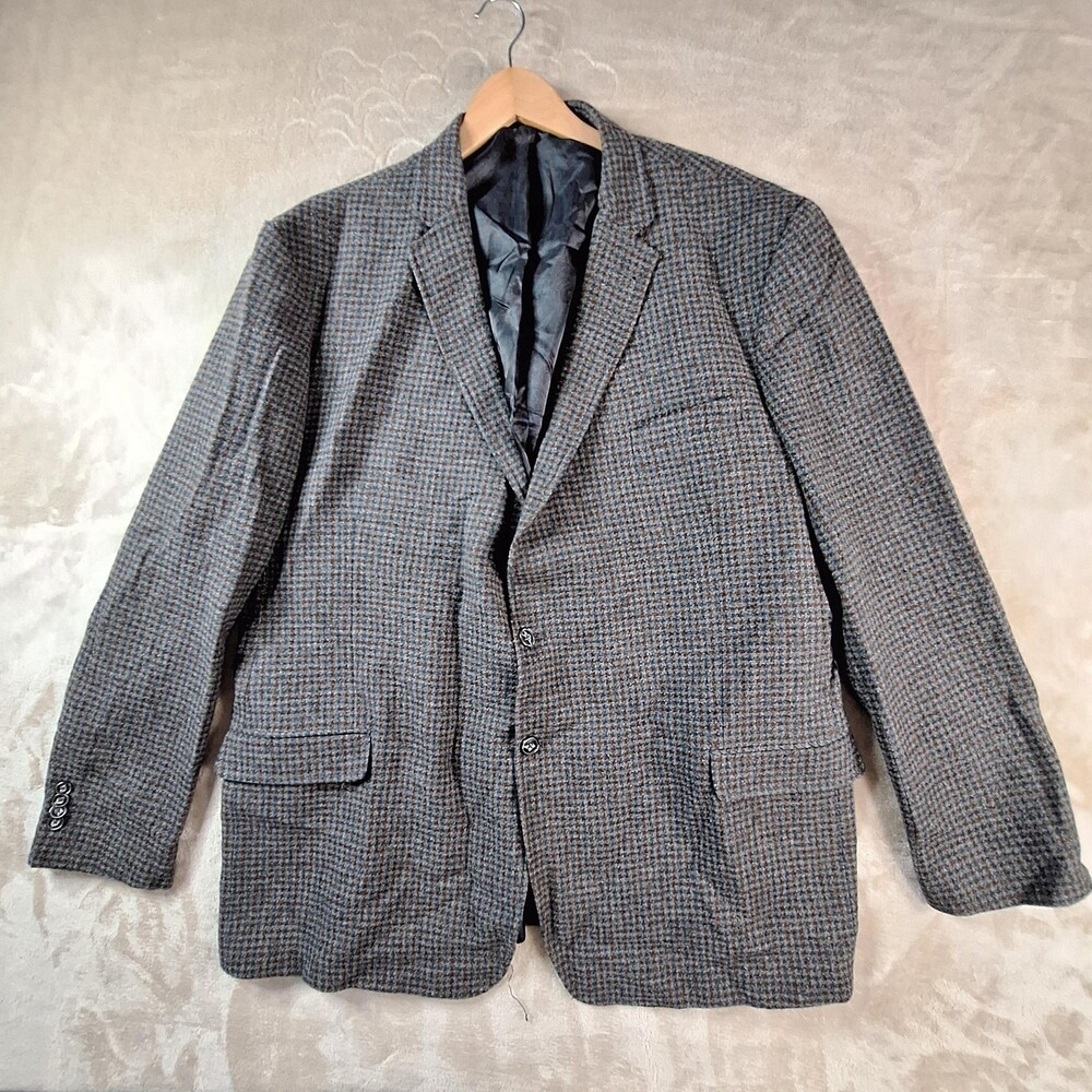 Jos. A. Bank 1905 Blazer Mens 52 Long Gray Brown Wool Houndstooth Double Vent